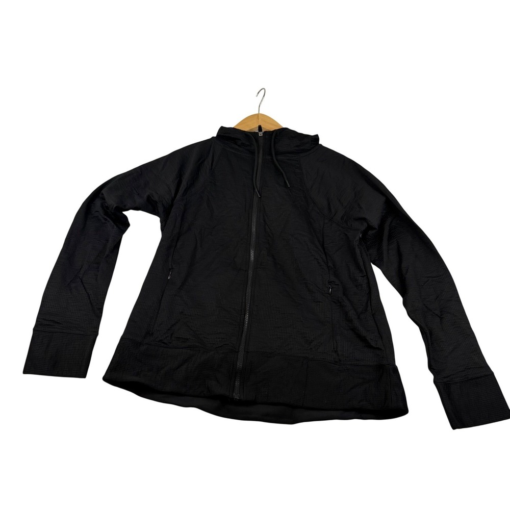 Kirkland Signature Mens Black Grid Textured Full Zip Hooded Jacket 7771776 Large
